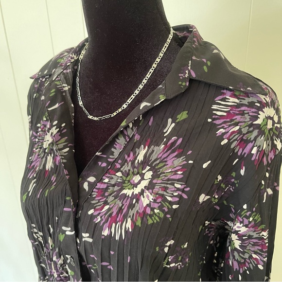 Y2k ruffle purple long sleeve floral top - Picture 5 of 6